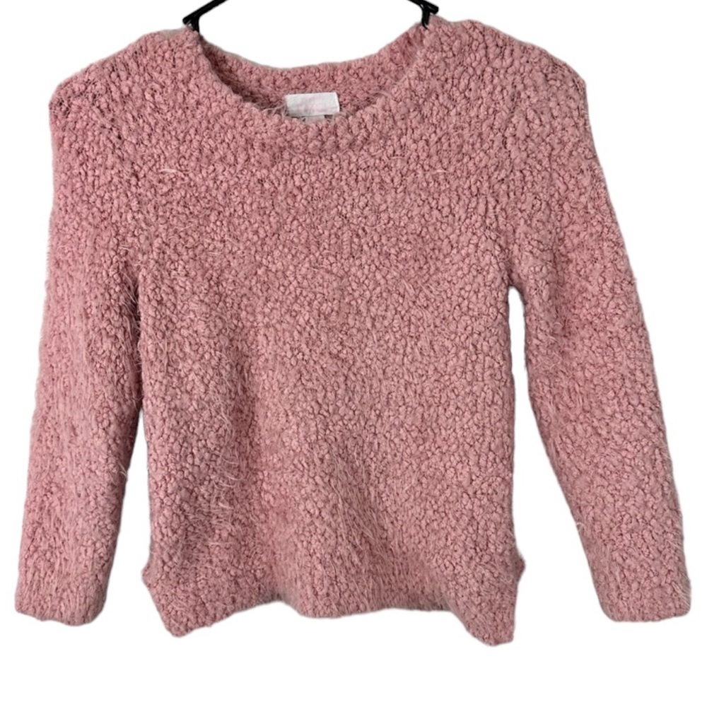 PUMPKIN PATCH Pink Fuzzy Sweater Scoop Neck Long Sleeves Size 7-8 Soft